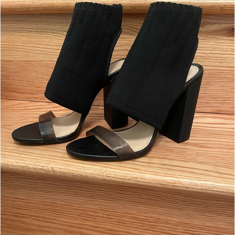 Zara Black Mule Sock Heel Slip On Size 40 (9 US)